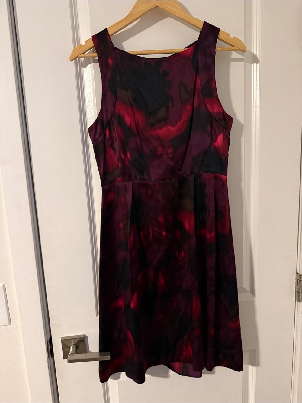 Theory Burgundy and Black Sleeveless A-Line Dress